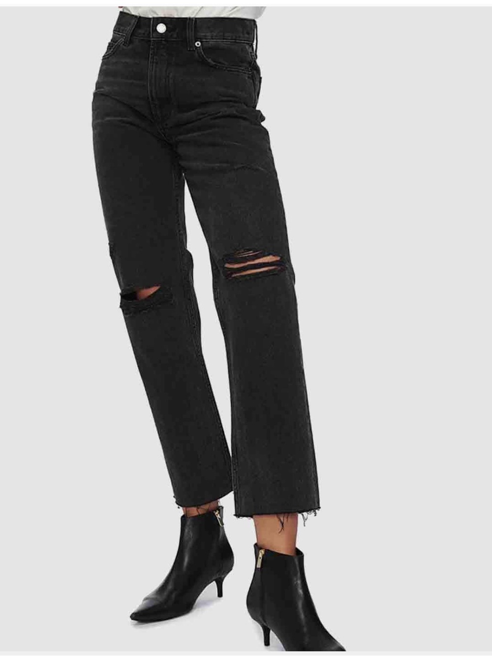 Anine Bing Etta Straight Jeans Women’s Size 27 Distressed Faded Black EE